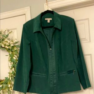 JM Collection Wonen’s Green Zippered Blazer